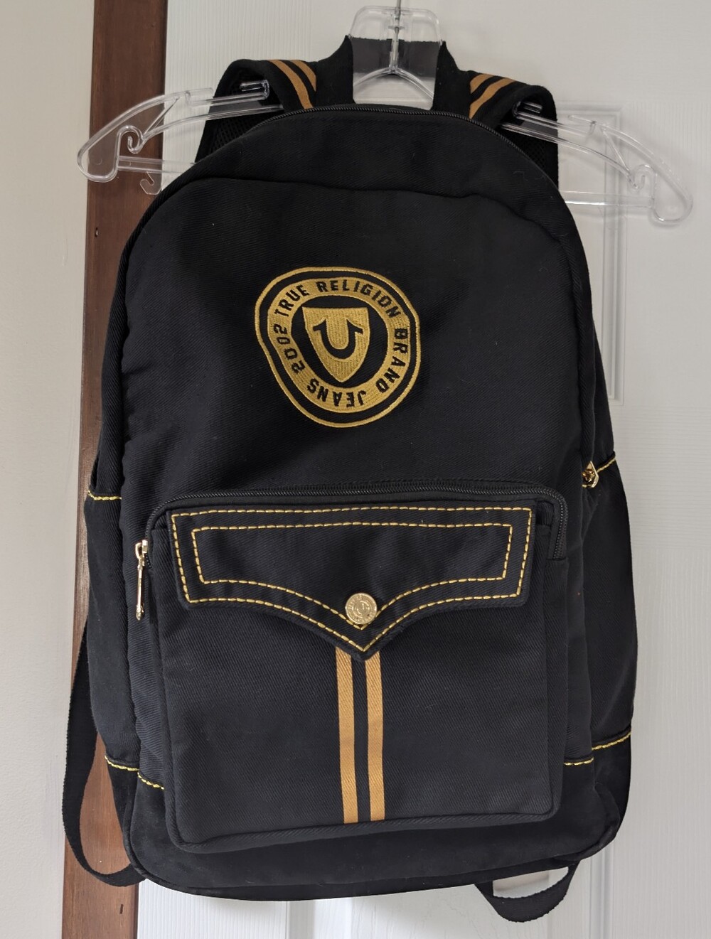True Religion Black and Yellow Accent Backpack